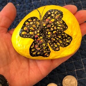 HAND PAINTED BUTTERFLY TOUCH OF SPRING ROCK